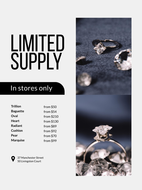 Jewelry Store Offer with Ring with Diamond Poster 36x48in Šablona návrhu
