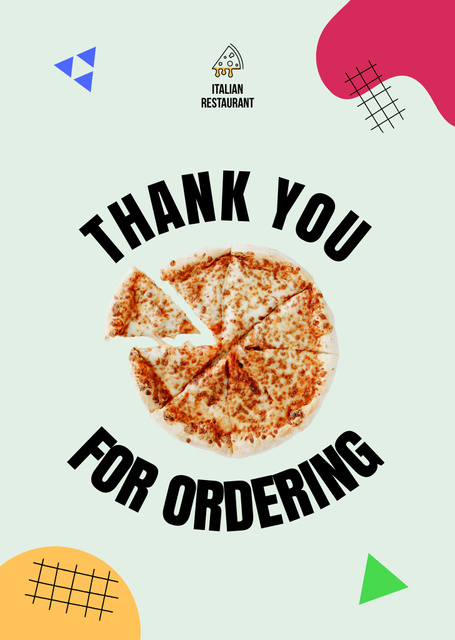 Designvorlage Gratitude for Ordering Pizza für Postcard A6 Vertical