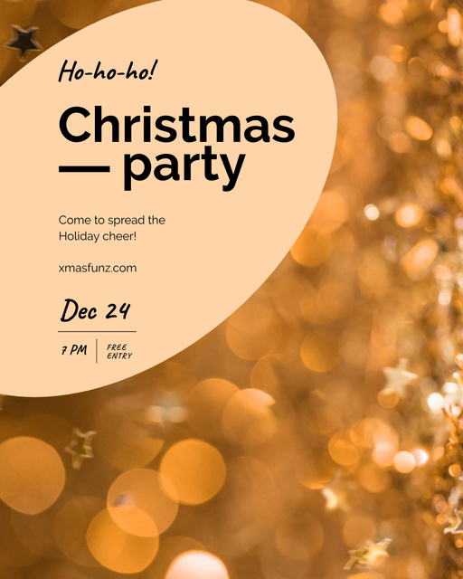 Gleeful Christmas Party Announcement in Golden Blur Poster 16x20in Design Template