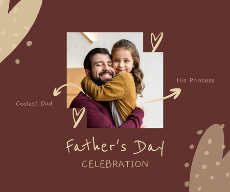 Šťastná dcera objímání táta slaví den otců Facebook Šablona návrhu
