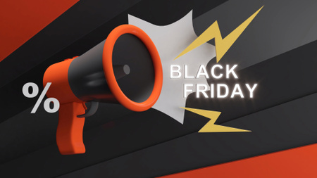 Bright Loudspeaker On Black Friday Deal Zoom Background Design Template