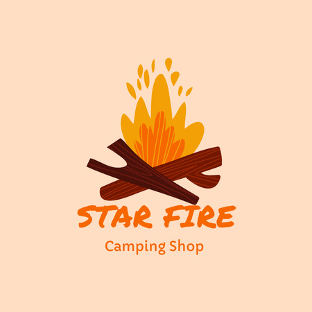Tourism Store Emblem with Bonfire Logo 1080x1080px Design Template