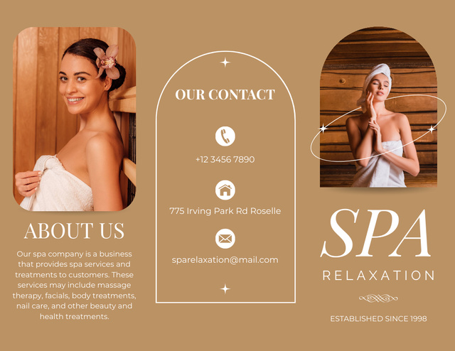 Spa Services Offer with Beautiful Woman Brochure 8.5x11in Tasarım Şablonu