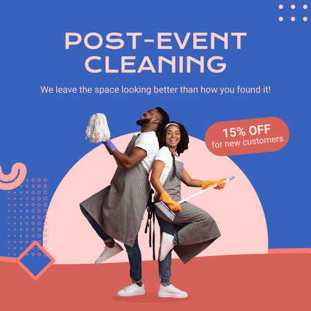 Ontwerpsjabloon van Animated Post van Thorough Post-Event Cleaning With Discount Offer
