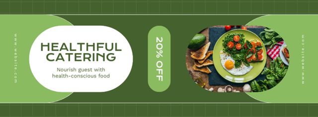 Plantilla de diseño de Healthful Catering in Green with Discount and Organic Food Facebook cover 