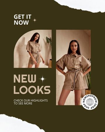 New Fashion Looks Ad Instagram Post Vertical Design Template
