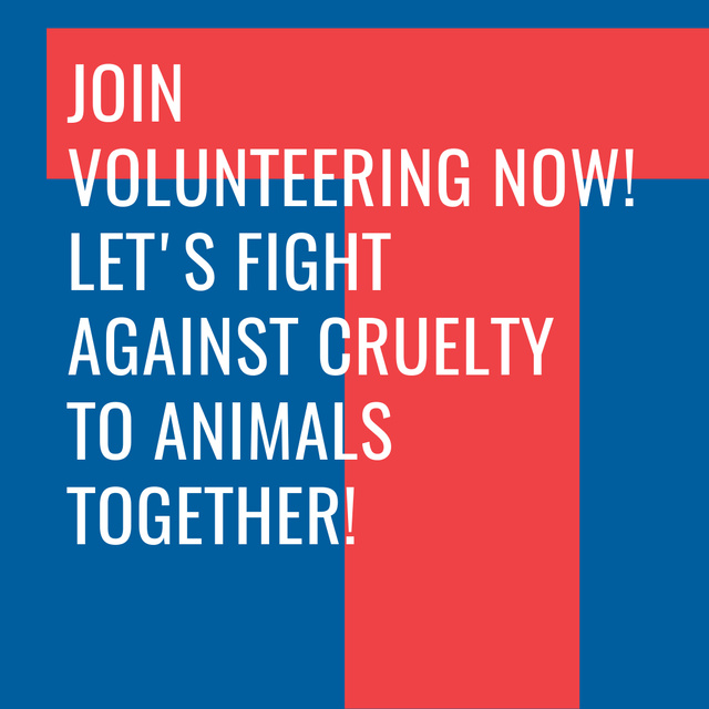 Template di design Volunteering Quote on blue and red Instagram AD