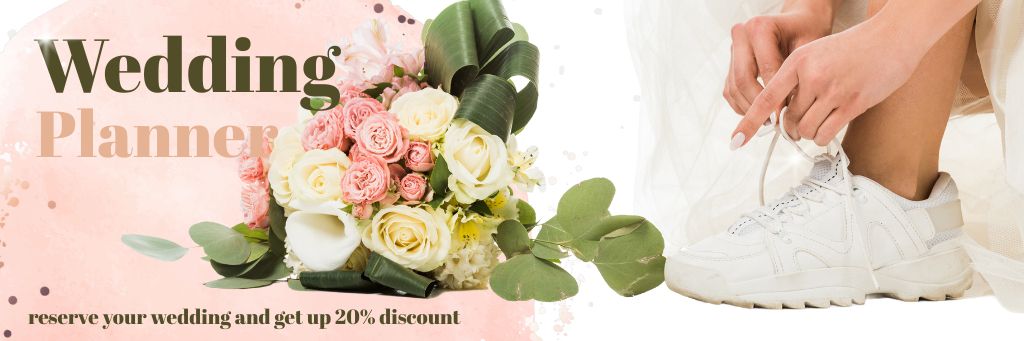Wedding Planner Services with Bouquet of Flowers Email headerデザインテンプレート
