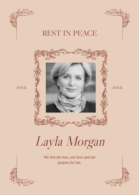 Layout of Deepest Condolences Postcard 5x7in Vertical Design Template