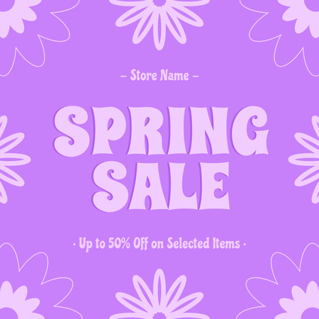 Spring Special Sale Announcement with Purple Flowers Instagram AD Design Template