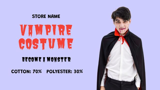 Vampire Costume on Halloween Sale Label 3.5x2in Πρότυπο σχεδίασης