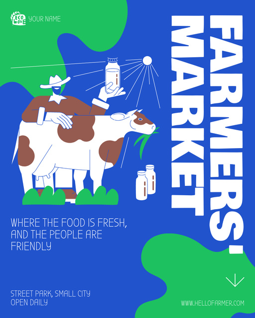 Szablon projektu Farmer's Market Offer on Blue Instagram Post Vertical