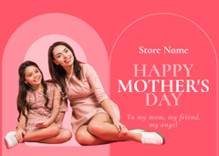 Mother's Day Greeting with Stylish Mom and Daughter