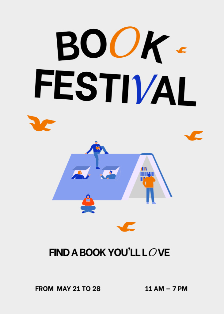 Plantilla de diseño de Fascinating Book Festival Announcement Release Flayer 