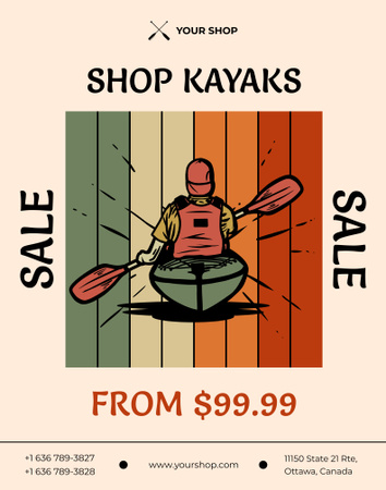 Kayaking Adventure Ad Poster 22x28in Design Template