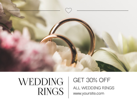 Plantilla de diseño de Descuento en anillos de boda tradicionales Thank You Card 5.5x4in Horizontal 