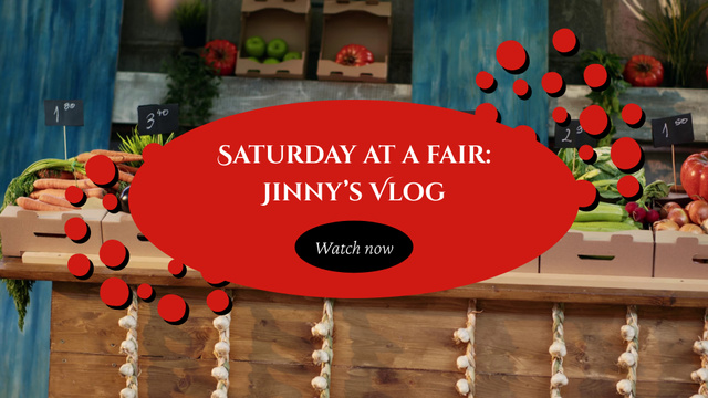 Ontwerpsjabloon van YouTube intro van Fresh Food At Fair On Saturday Vlog