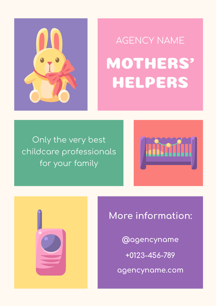 Ontwerpsjabloon van Poster van Promotion of Babysitting Services