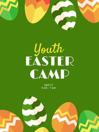 Easter Camp Ad on Bright Green Poster US Design Template