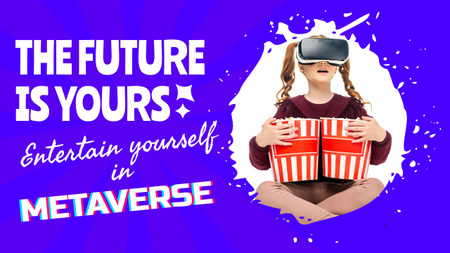 Metaverse Technologies Ad with Girl in VR Glasses Youtube Thumbnail Design Template