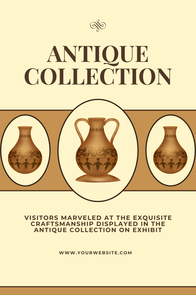 Ontwerpsjabloon van Pinterest van Antique Vases Collection On Exhibition