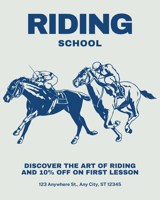 Designvorlage Discount For First Lesson At Equestrian School Offer für Instagram Post Vertical