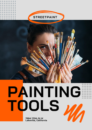 Oferta de ferramentas e pincéis de pintura leve Poster Modelo de Design