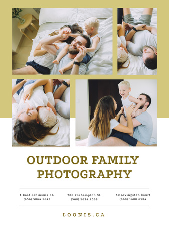 Plantilla de diseño de Photo Session Offer with Happy Family with Baby Poster 36x48in 