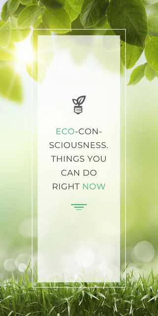 Eco Quote Light Bulb with Leaves Graphic Design Template
