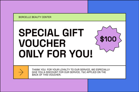Designvorlage Special Gift Voucher to Beauty Center für Gift Certificate