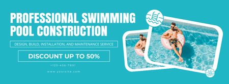 Oferta de serviços de construção de piscinas a custo reduzido Facebook cover Modelo de Design