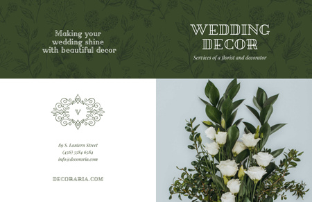 Wedding Decor Offer with Bouquet of Tender Flowers Brochure 11x17in Bi-fold Design Template
