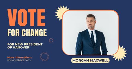 Photo of Candidate on Blue Facebook AD Design Template