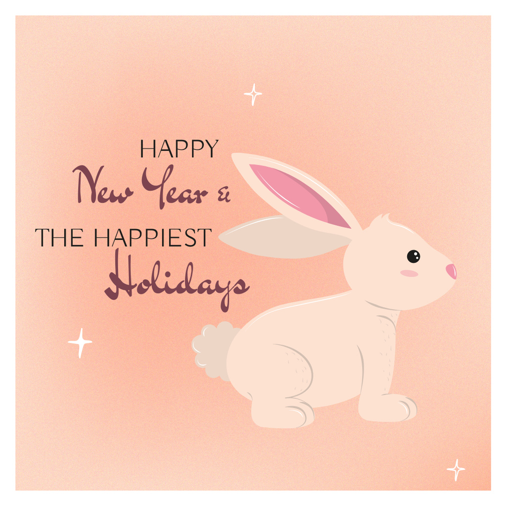 New Year Greeting with Bunny Instagram – шаблон для дизайна