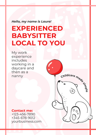 Babysitting Professional Introduction Card Poster Design Template