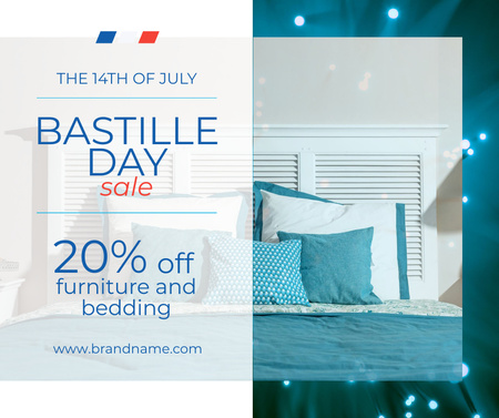 Furniture and Bedding Sale on Bastille Day Facebook Design Template