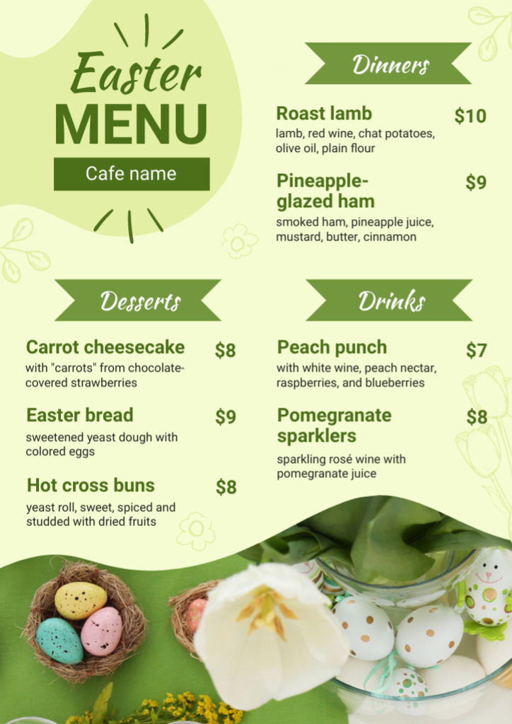 Easter Meals Offer with Colorful Eggs Menu Design Template