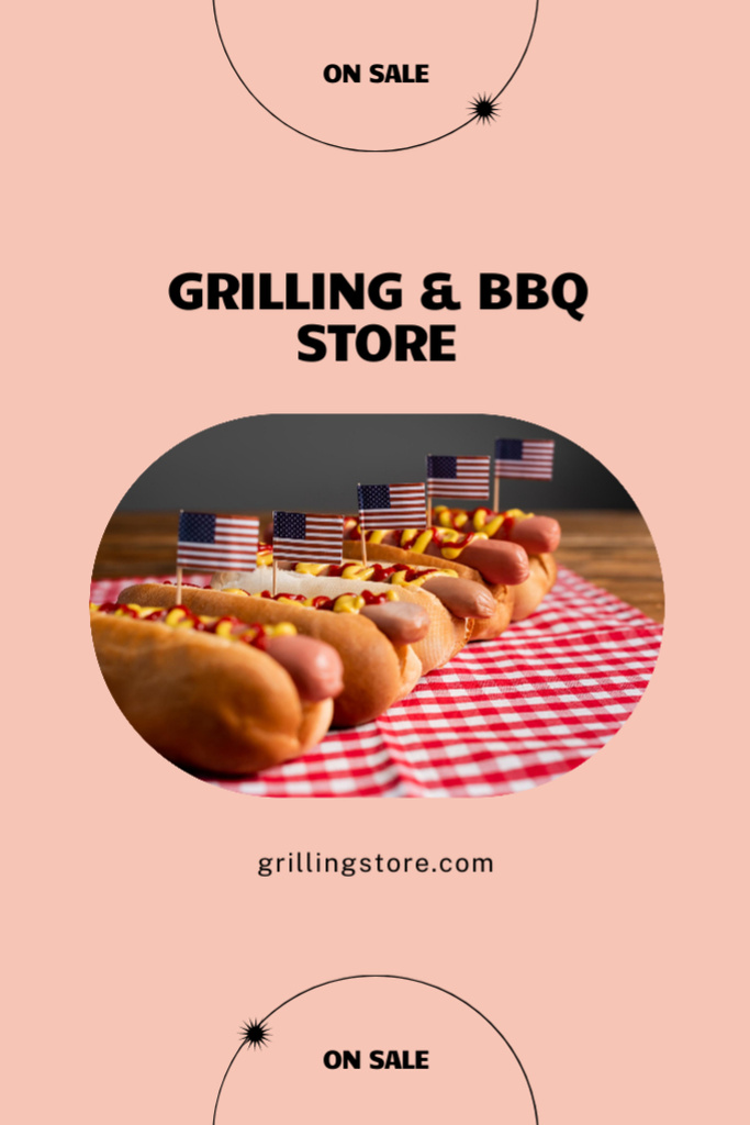USA Independence Day Sale of BBQ Goods Postcard 4x6in Vertical Design Template