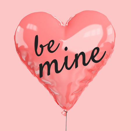 Happy Valentine's Day Greeting with Inflatable Pink Heart Instagram Design Template