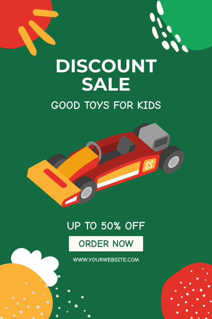 Sale Announcement on Toy Cars Pinterest Tasarım Şablonu