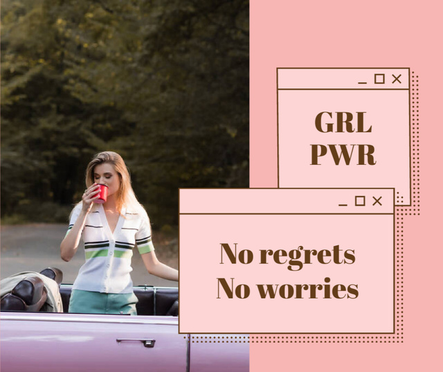 Girl Power inspiration with Woman in Roller Skates Facebook – шаблон для дизайну