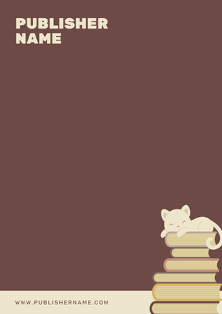Illustration of Cute Cat sleeping on Books Letterhead Design Template