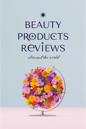 Beauty Ad with Bright Floral Bouquet Pinterest Design Template