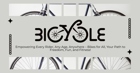 Oferta de aluguel ou venda de bicicletas em cinza Facebook AD Modelo de Design