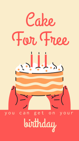 Birthday Cake Illustration  Instagram Story Design Template