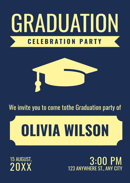 Graduation Party Celebration on Blue Poster Design Template
