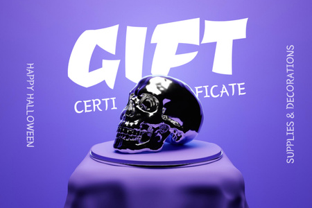 Halloween Decorations Offer with Silver Skull Gift Certificate – шаблон для дизайну