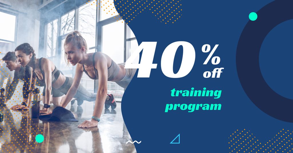 Fitness Coaching Offer with Athlete Woman Facebook AD Tasarım Şablonu