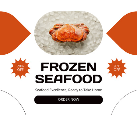 Offer of Frozen Seafood with Crab in Ice Facebook Design Template