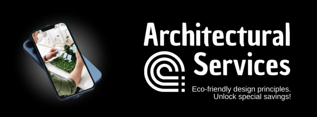 Eco-friendly Design By Architectural Bureau With Savings Facebook cover Πρότυπο σχεδίασης